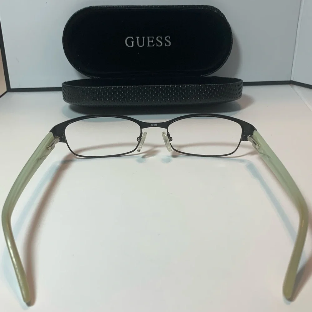 GUESS Full Rim Eyeglasses 52-18-135 Bronze Metal Frame/Pale Green Opaque Arms